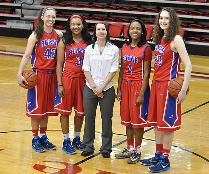 From left are Tennessee Community College Athletic Association (TCCAA) freshman of the year Haley Cornellison, second-team all-conference Shanae Brown, TCCAA coach of the year Monica Boles, TCCAA player of the year Shauntae Brown and second-team all-conference Kassidi Freeman.