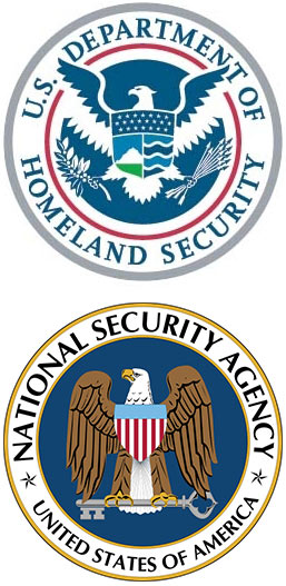 US Department of Homeland Security logo, National Security Agency logo