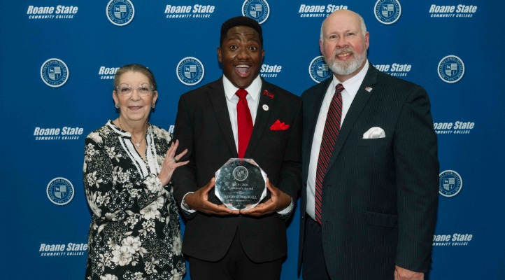 A student with an award.