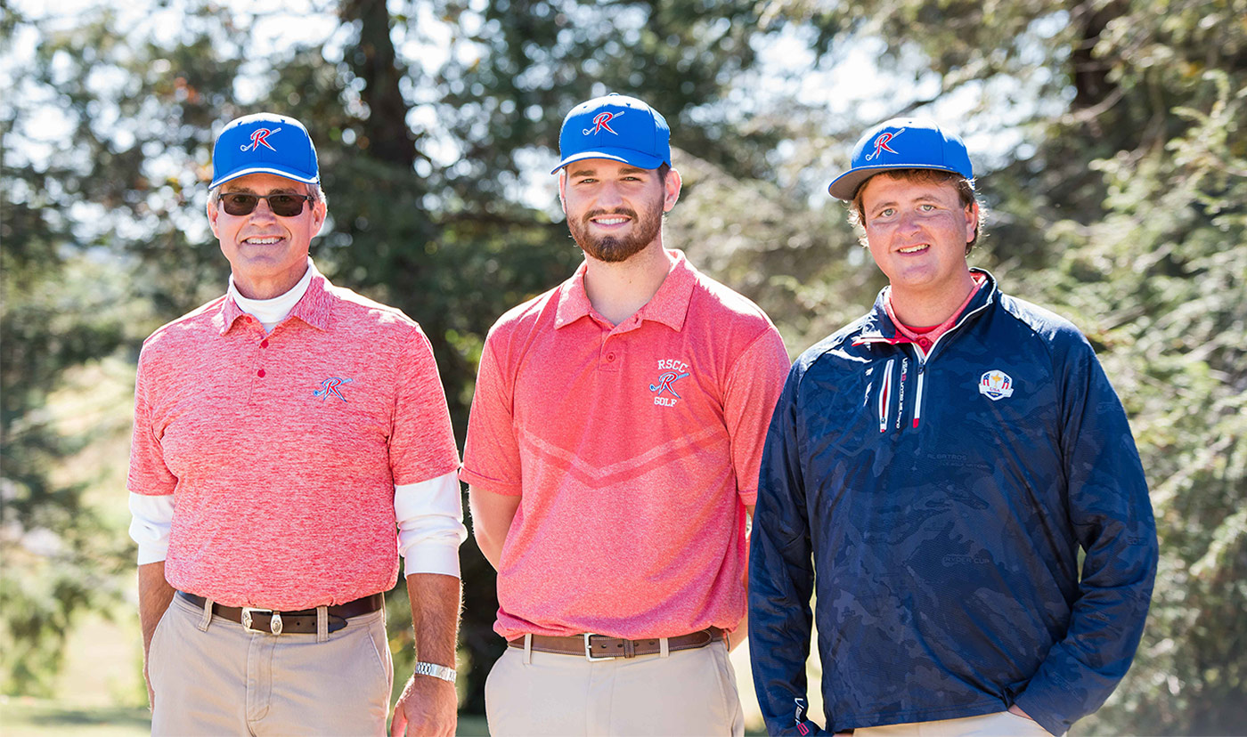 Bo Harris, at right, has joined the coaching staff for the Roane State golf team. From left: Coach Chris Griffin, RSCC golfer Tyler Roller, and Harris.