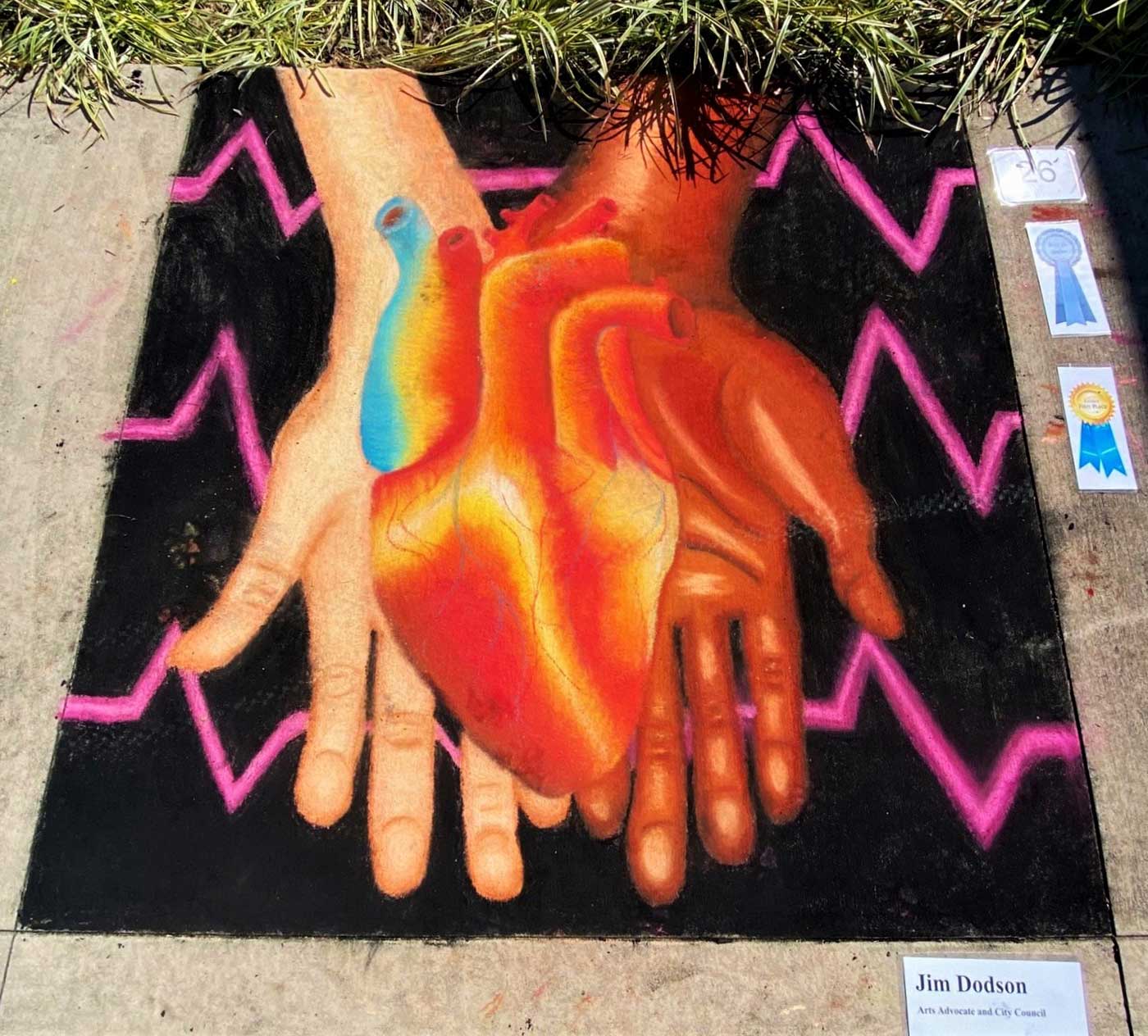 Drawing of a heart and hands