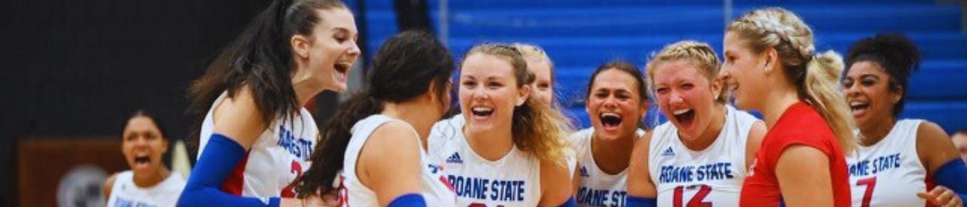 Volleyball team celebrates a win.