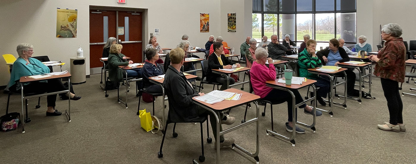 Classroom filled with adult learners