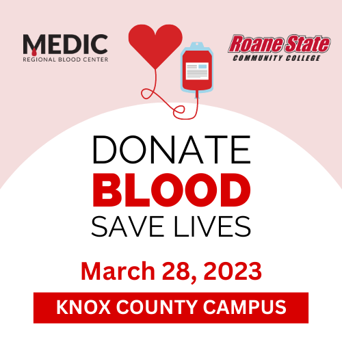 Medic and Roane State team up for blood drive on March 28.