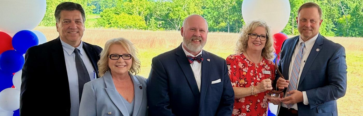 TBR and Roane State representatives present Covenant Health with a Regents Award during a recent groundbreaking ceremony.