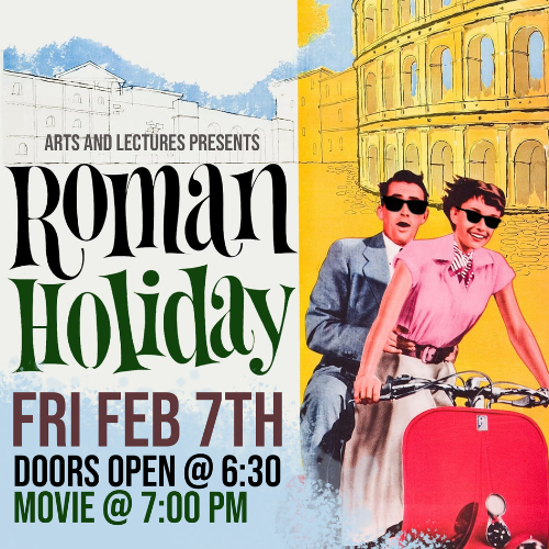 A poster for the movie "Roman Holiday."