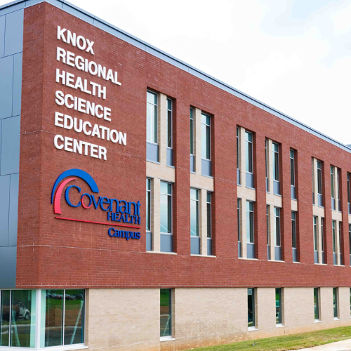 The front of the new Knox Regional Health Science Education Center - Covenant Health Campus.