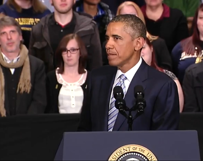 Screen capture of President Obama's speech at Pellissippi State