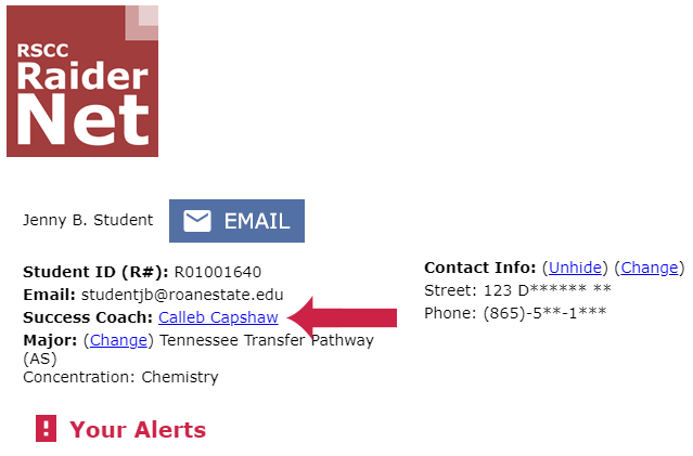 Screenshot of RaiderNet showing coaches are listed near the top