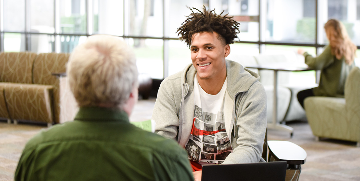 two students in library