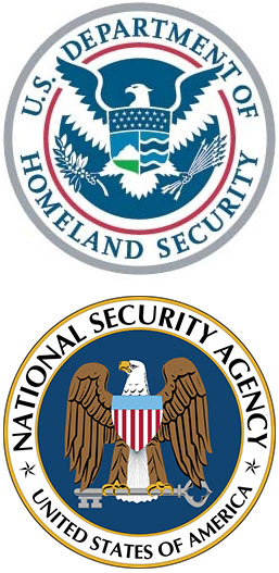 US Department of Homeland Security logo, National Security Agency logo