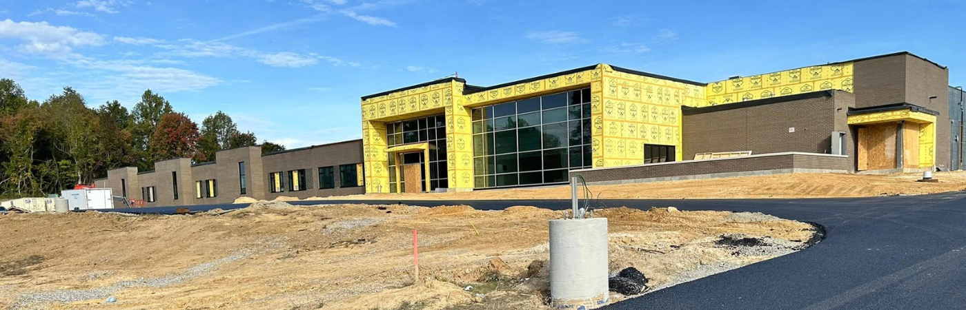 The new campus under construction in the fall of 2025.