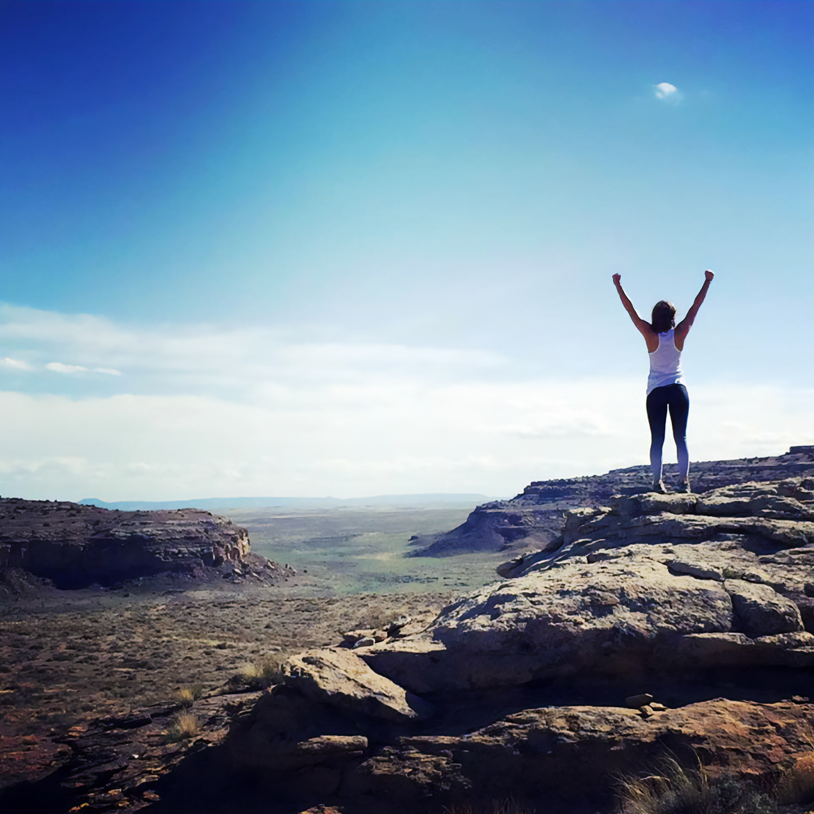 student on top of the world